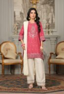 Rose Ecru Pink Embroidered 2-Piece Stitched Lawn Suit