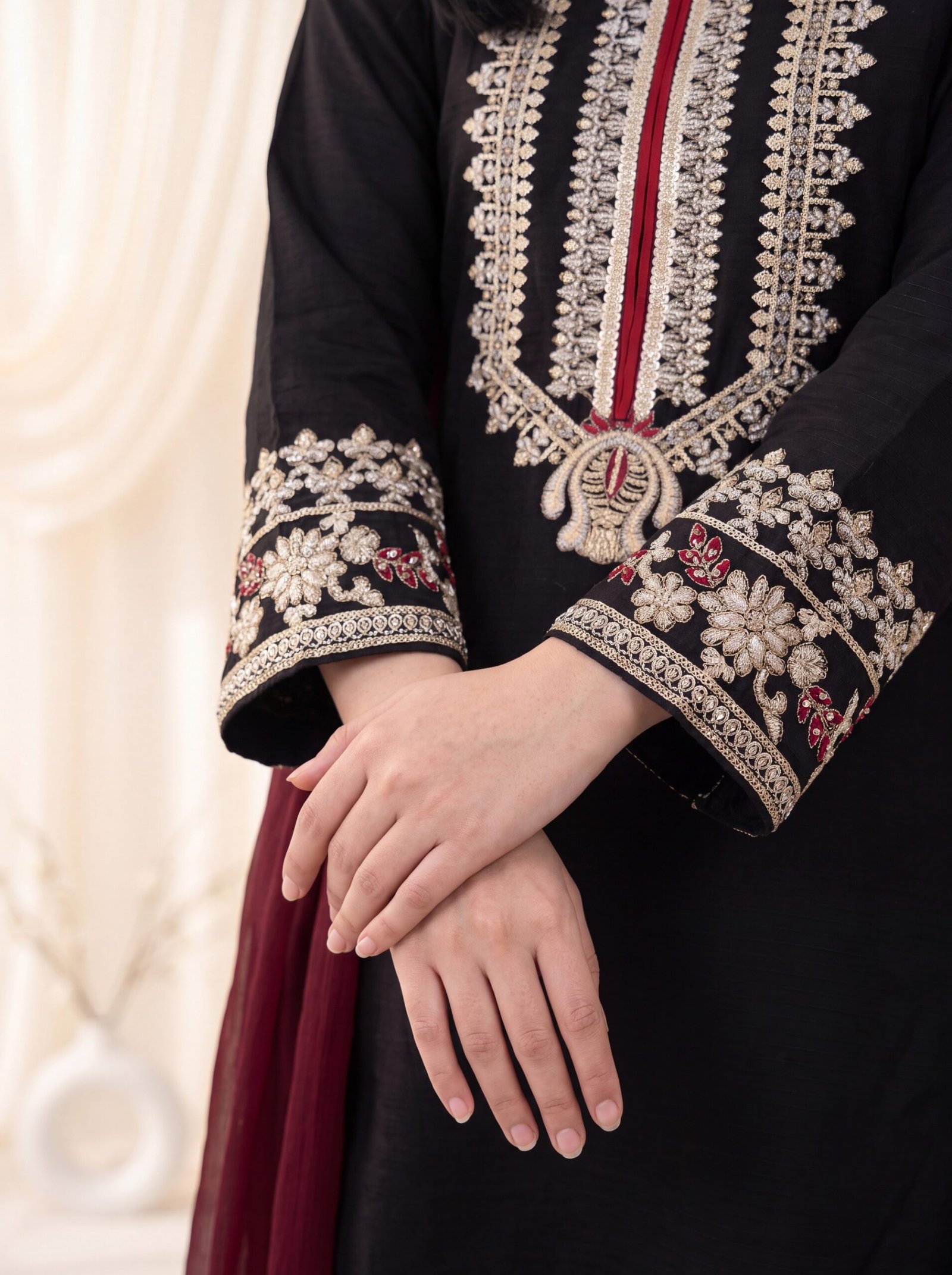 Gulnaar Noir Black Embroidered Lawn 2-Piece Stitched Suit - Image 5