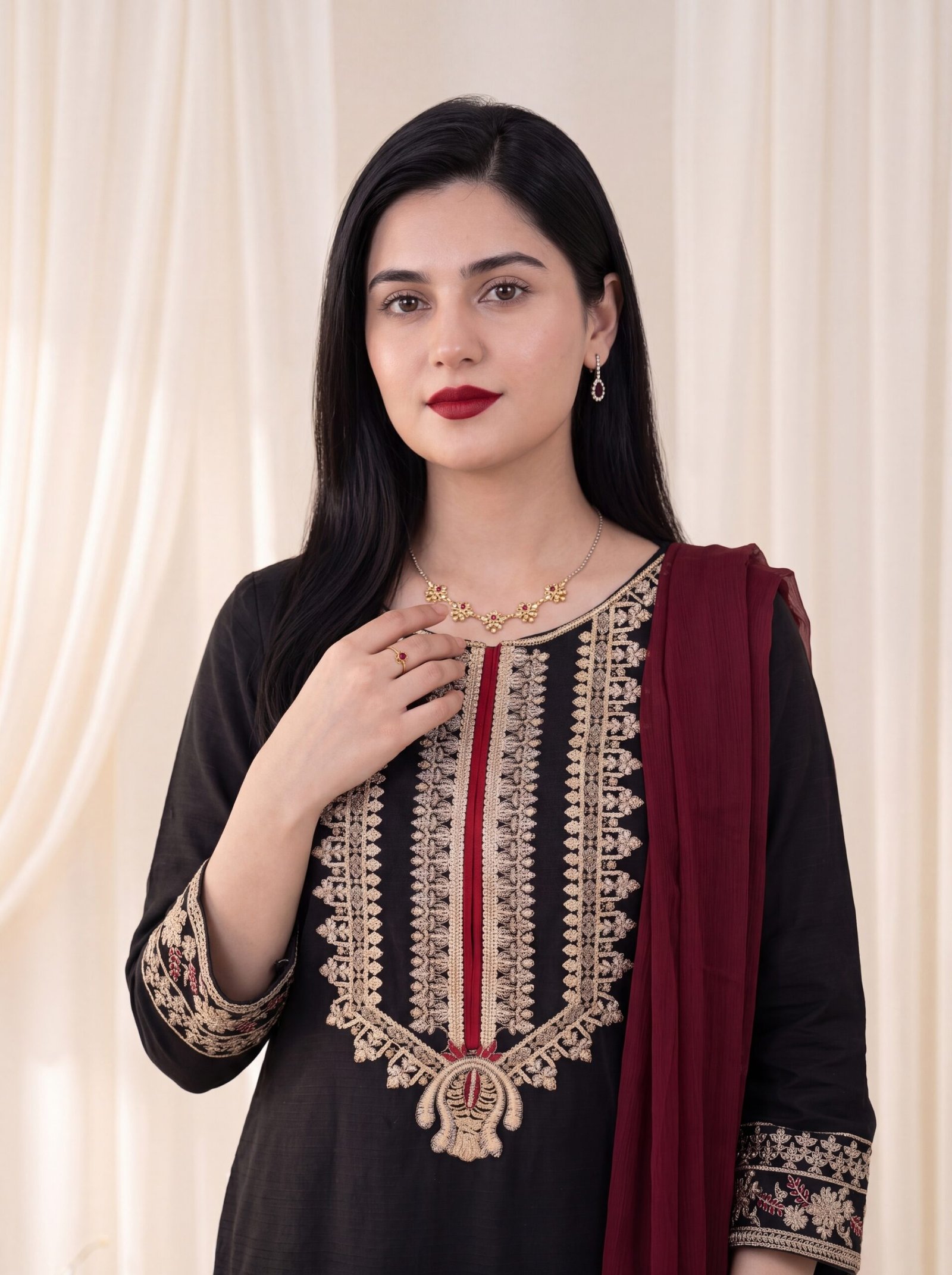 Gulnaar Noir Black Embroidered Lawn 2-Piece Stitched Suit - Image 6